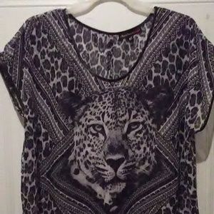 Leopard top, see-thru * NWOT